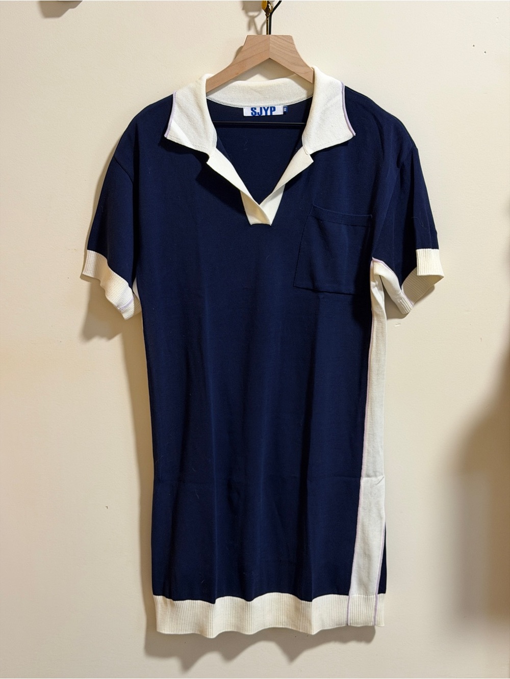 💙Color-block Knit Polo Dress Lightweight XS